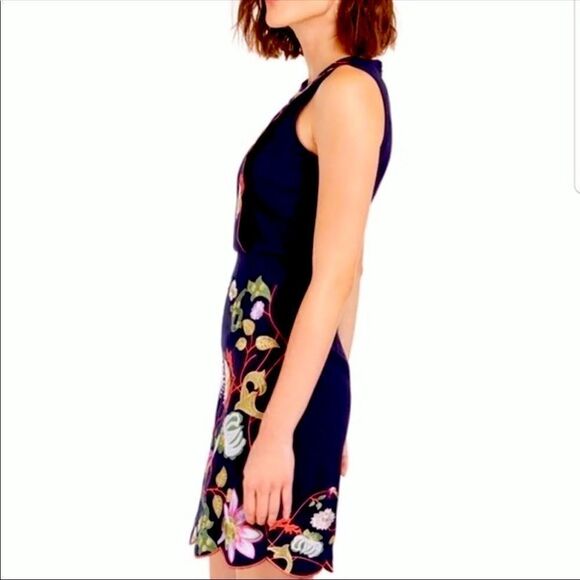 Foxiedox Iris Embroidered Dress In Navy Blue - Picture 5 of 5